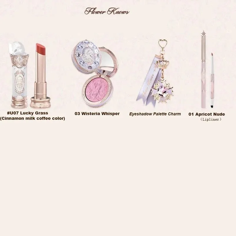 Flower Knows Strawberry Rococo Σετ Μακιγιάζ Glitter Matte Eyeshadow Palette Blusher Power Velvet Κιτ κραγιόν Σετ αρωμάτων