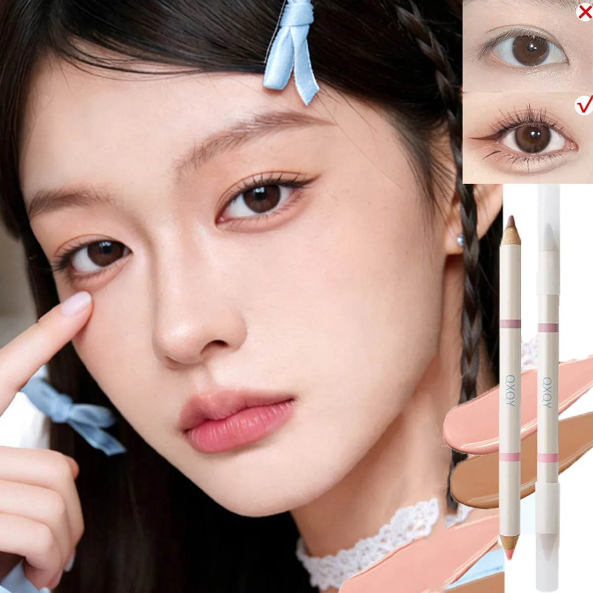 קצה כפול עיפרון Aeyosal Highlighter מט מתחת לעיניים שקית דמעות אניה חץ עט צללית סטיק קוריאני איפור נשים קוסמטיקה