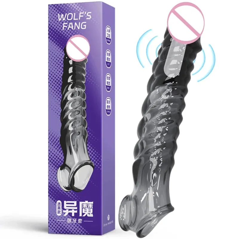 Reusable Cock Ring Vibrator Delay Condom Penis Sleeve Extension Extend Dildo Adult Anal Plug Sex Toys For Men For Women Sex Toys