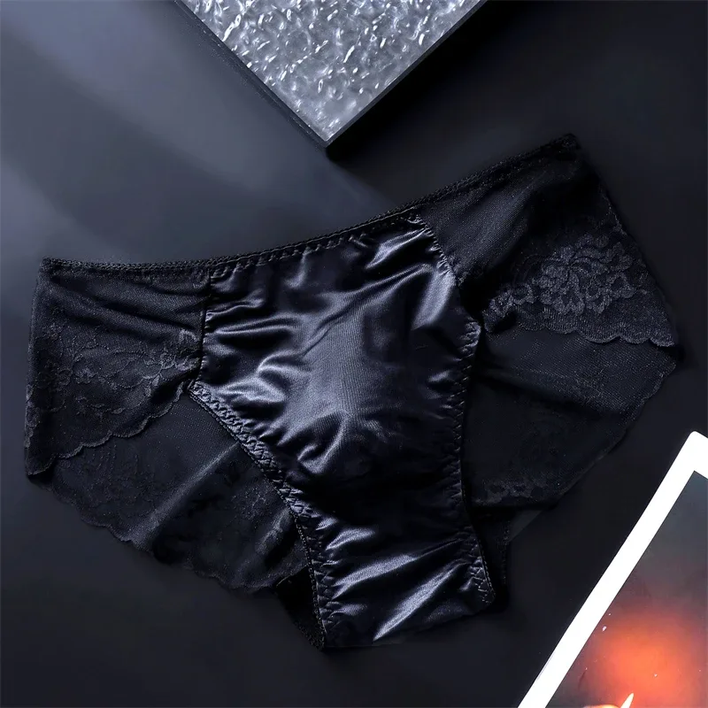Lace men's underwear 3D Punched tangas japonesa Ice Silk Thin calzoncillos hombre Sexy lingerie adults 18 plus cuec gay panties
