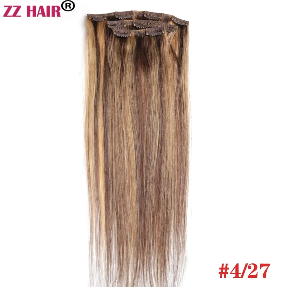 100% תוספות שיער Human Remy 16"-28" 80g-100g 3 יחידות סט 1x20 1x15 1x10 קליפס-בשלוש חתיכות אור ישר טבעי
