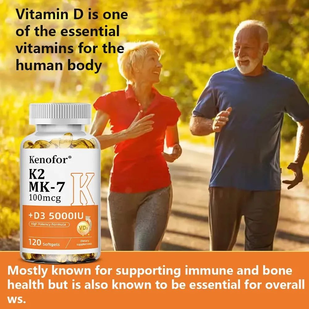 Vitamin D3 5000IU + K2 MK-7 100mcg | Bone Heart & Immune Support