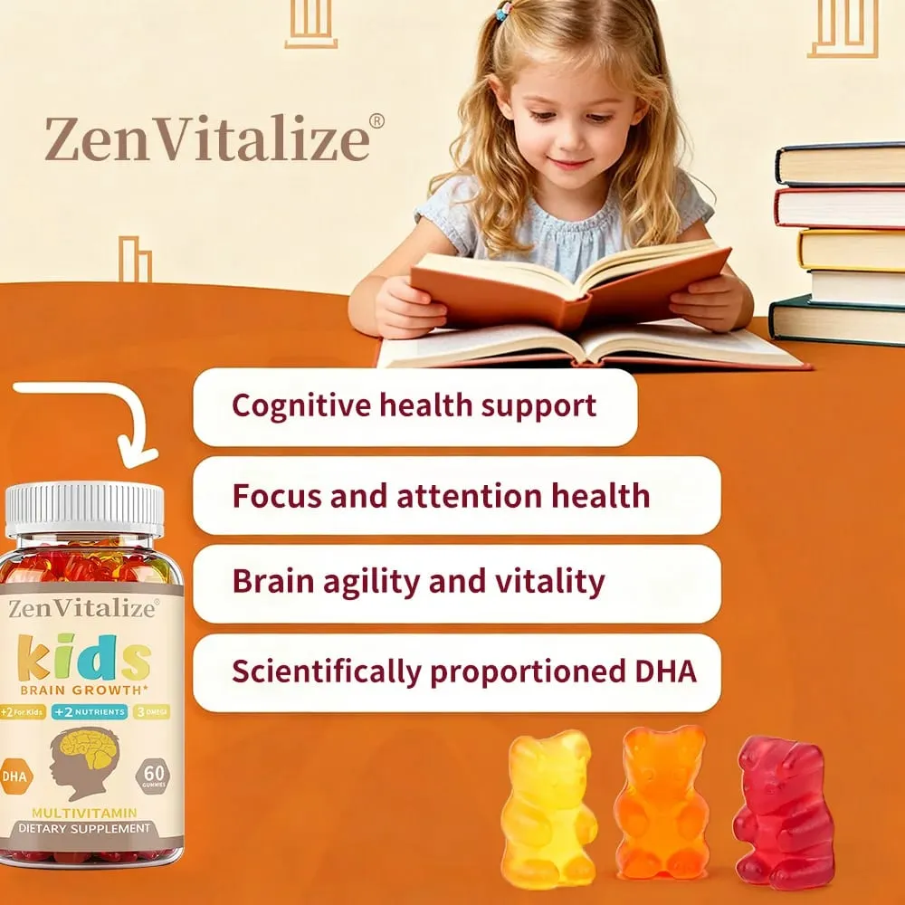 Kids Brain Development Gummies - με Ωμέγα 3 DHA προάγει την υγεία του εγκεφάλου των παιδιών, τη μνήμη και το ανοσοποιητικό