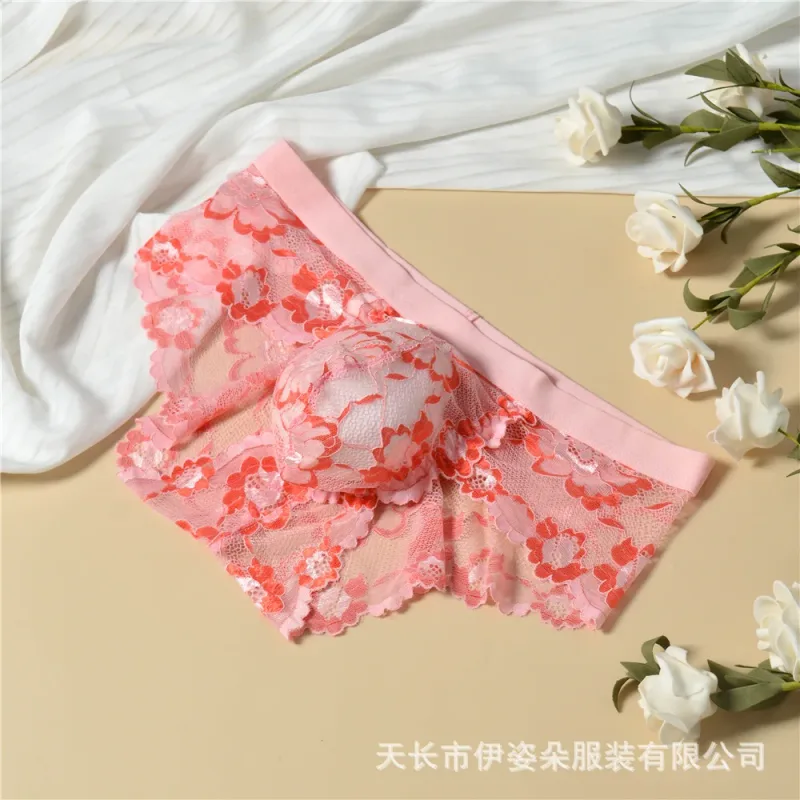 Lace Sexy Underwear Smooth Mens Pouch Panties Perspective Thin Floral Man Briefs Temptation Mesh Low Rise Breathable Underpants