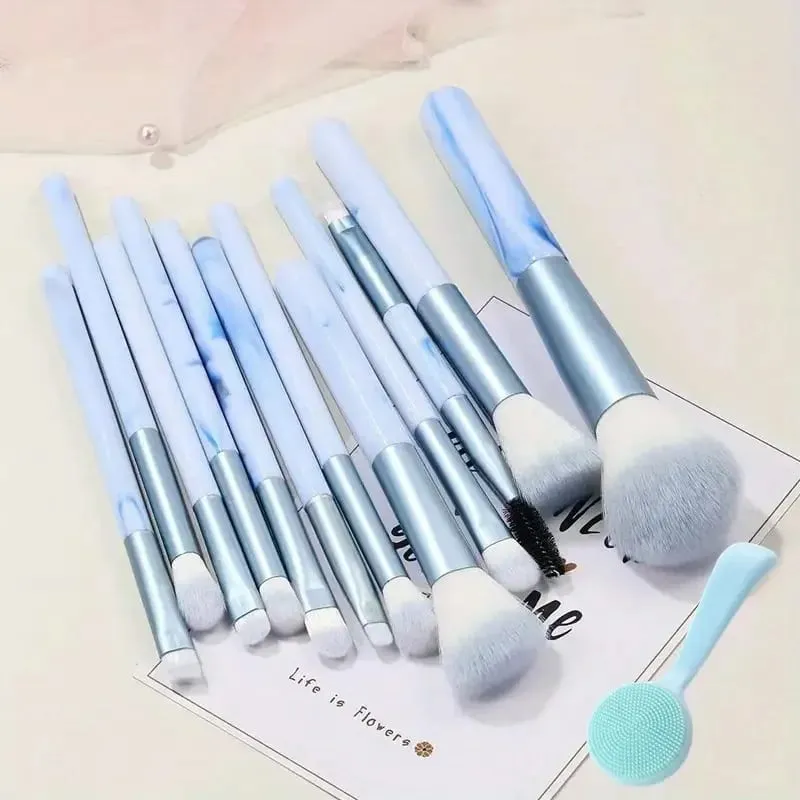 Σετ πινέλων μακιγιάζ 12 τμχ Blue Foundation Concealer Blush Powder Eye Shadow Kabuki Blending Cosmetic Soft Fluffy Female Makeup Tool