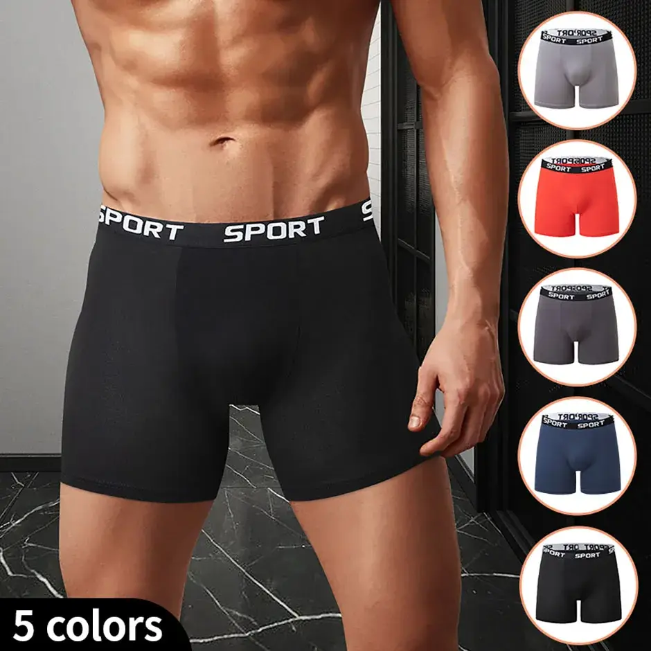 5-piece Set Of Solid Color Fashionable Simple Sports Long Underwear Comfortable Plus Size Flat Corner Pants Cycling Base Shorts