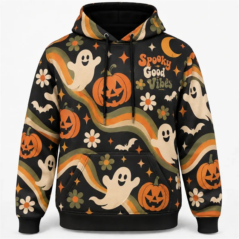 Halloween Hoodie 3D φούτερ από πολυεστέρα με στάμπα γοτθικό γοτθικό φάντασμα κολοκύθας νυχτερίδα μάγισσα κρανίο τρόμου Streetwear πουλόβερ Unisex