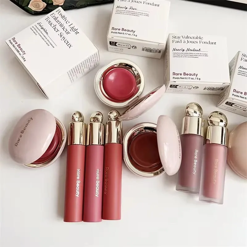 Rare Beauty Melting Cream Blush Makeup Matte Pearlescent Texture Glitter Blush Highlighter Bright Nourish Moisturize Lip Gloss