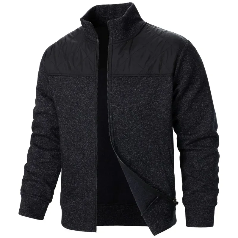 Panlalaking Tagpi-tagping Sweatshirt Stand Collar Jacket Slim Fit Cardigan Streetwear Kasuotang Pang-sports Casual Zip Up Coat Panlabas na Tracksuit na Panlalaki