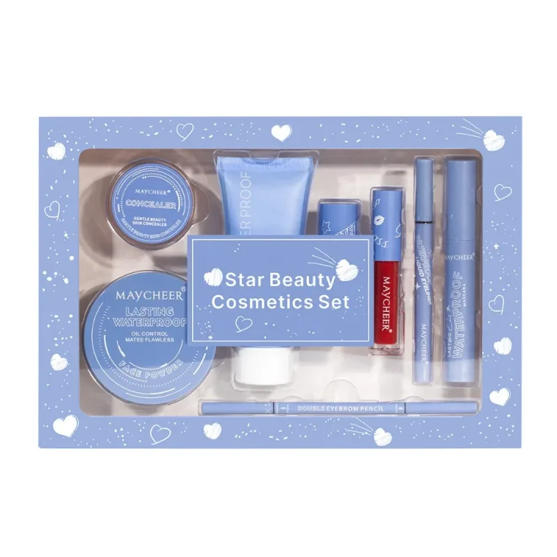 Επαγγελματικό Κιτ Μακιγιάζ Foundation Powder Lip Gloss Eyeliner Μολύβι φρυδιών Σετ καλλυντικών για όλο το πρόσωπο για γυναίκες Ταξίδια