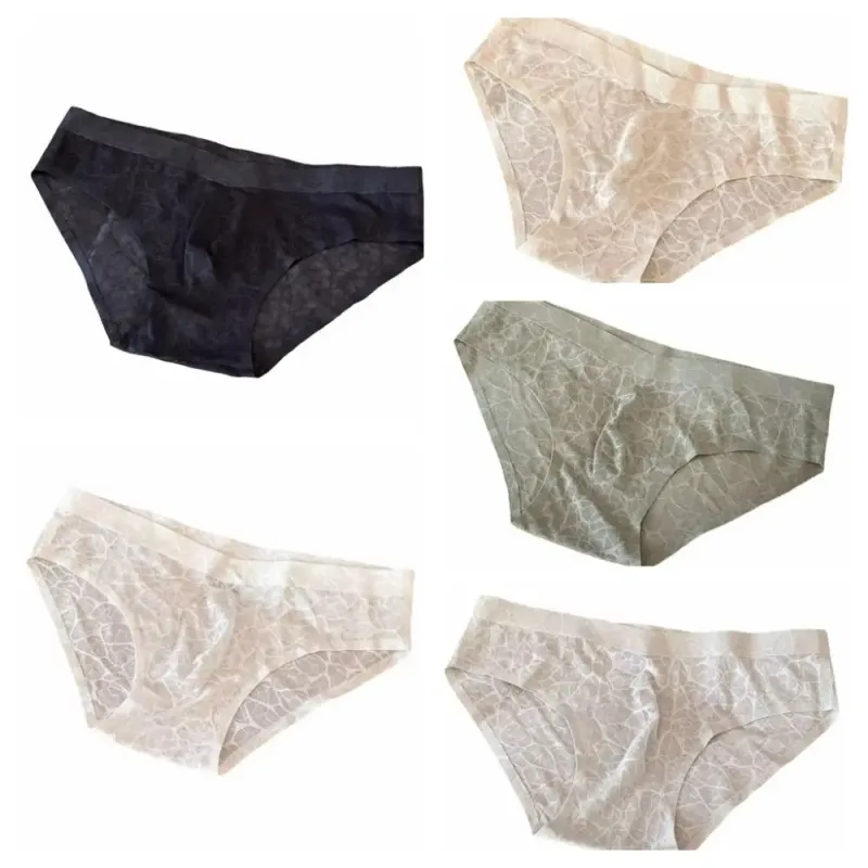 Cool Summer 3D Bulge Pouch Men's Underwear Lingerie Transparent Mesh Panties Thin Stripe Grid Triangle Panties Men