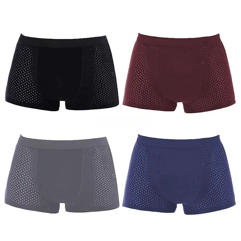 4Pcs Men's Boxer Briefs Ultra Soft Anti Odor Underwear Breathable Mesh with Ventilation Holes Stretch Comfort for Daily