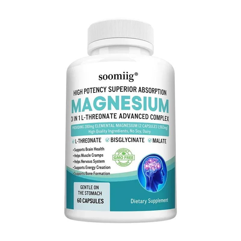 L-Threonate+Glycinate+Malate Magnesium - Βελτιώνει την ποιότητα του ύπνου Υποστηρίζει τη μνήμη και τη γνωστική λειτουργία Προωθεί την υγεία του εγκεφάλου