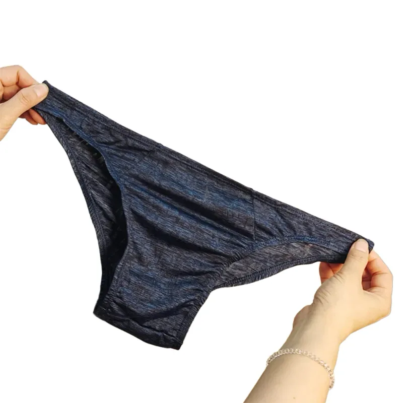 Breathable Briefs Ice Silk Underwear Casual Wear Black Jacquard Design For Daily Wear Breathable Jacquard Underwear For Men