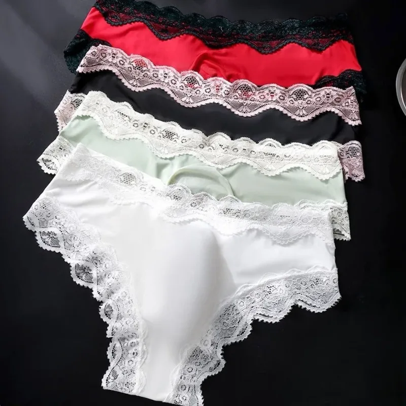 Men Panties For Men Lace Trim Briefs Breathable High Elastic 3D Convex Pouch Underpant Sexy Thin See Through Underwear