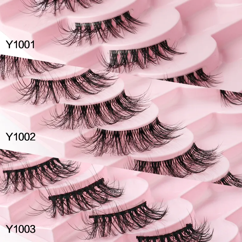 Half Eye Lashes Cat Eye Lashes 3/5/10 Ζεύγη ψεύτικες βλεφαρίδες Αφράτη απαλή φυσική εμφάνιση Clear Band 3D Mink Lashes Extension Μακιγιάζ