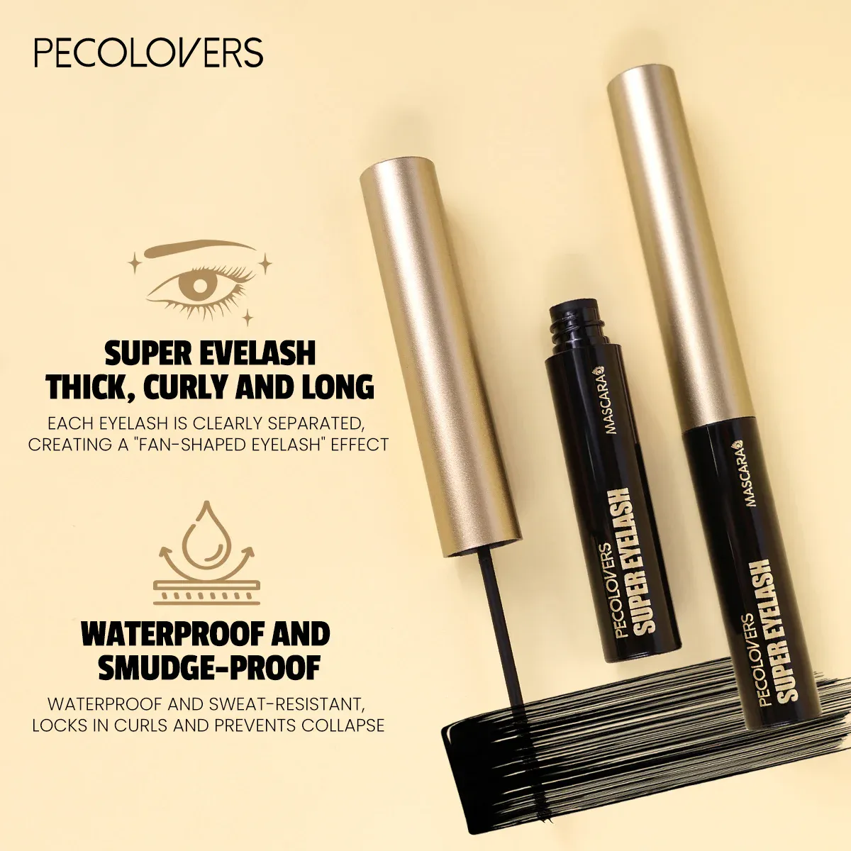 2PCS Fast Drying 3D Black Mascara Waterproof Lengthening Curling Long Lasting Eyelashes Make Up Beauty Eye Korean Cosmetic