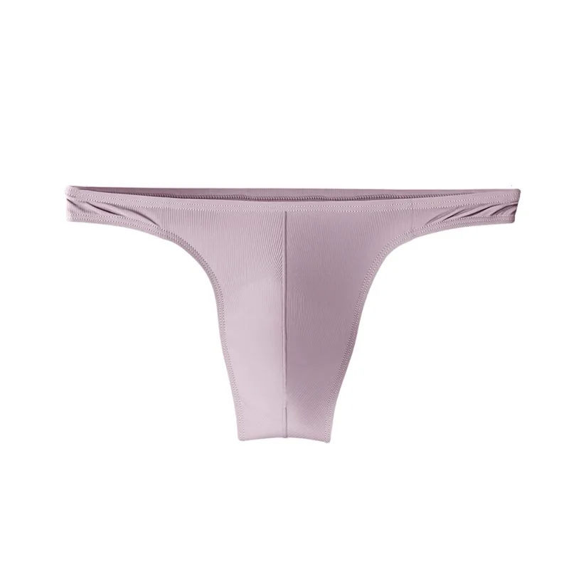 Ice Silk Thongs Men Sexy Underwear Soft Ribbed G-string Breathable Underpants Seamless Panties Male Lingerie Bulge Pouch Briefs
