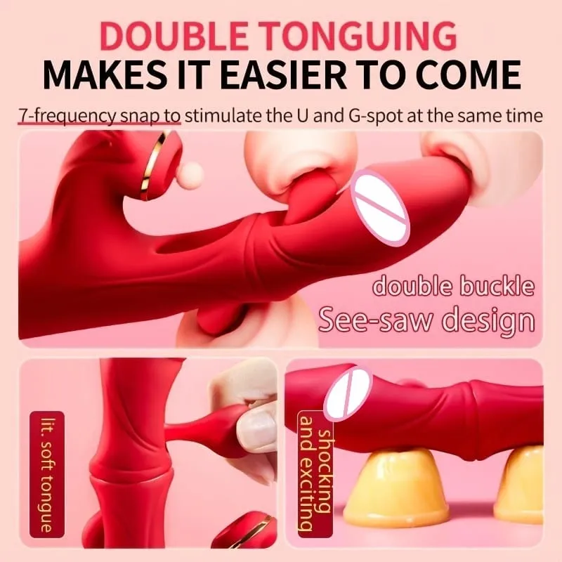 4in1 Thrusting Dildo Vibrator για γυναίκες Θερμαντικός Κηλιδωτής G Picking Clitoris Stimuler Κολπικό μασάζ Παιχνίδια σεξουαλικής επαφής Γυναικείο αυνανισμό