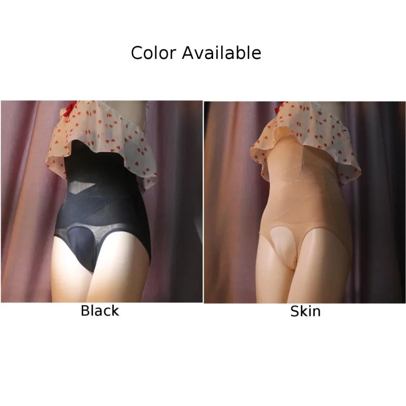 Men\'s Crossdress High Waist Panties, Transgender Hiding Gaff Panties, Shaping Briefs Black/Skin color, M XL Sizes