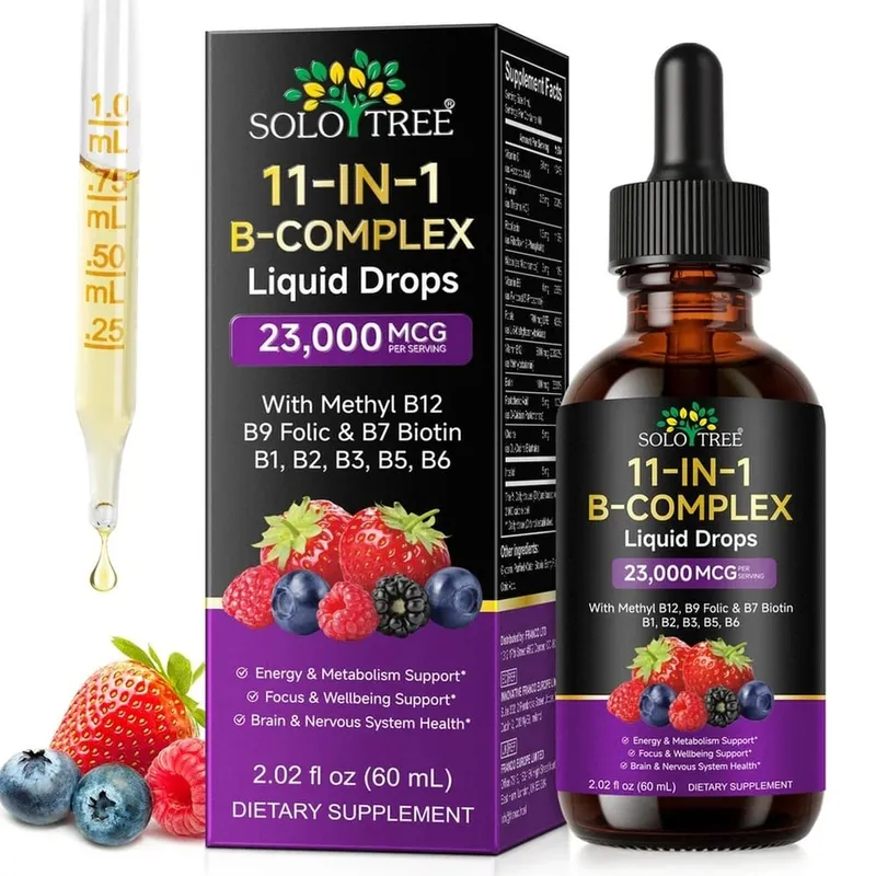 B-Complex Liquid Drops 11-in-1 Methyl B12 Folate Biotin Para sa Energy Focus at Brain Nervous Support Formula Pang-adulto 60ml