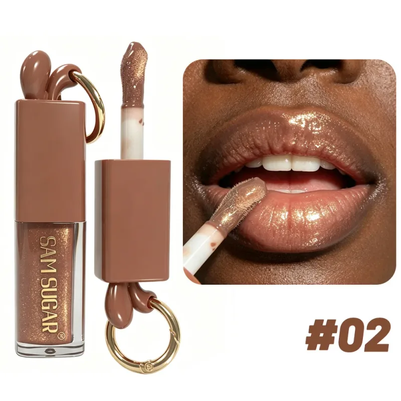 1 τμχ Mirror Gold Shiny Brown Rabbit Lip Gloss Moisturizing Plumping Lip Gloss Liquid Lipstick Matte Chocolate Brown Lip Tint Tone