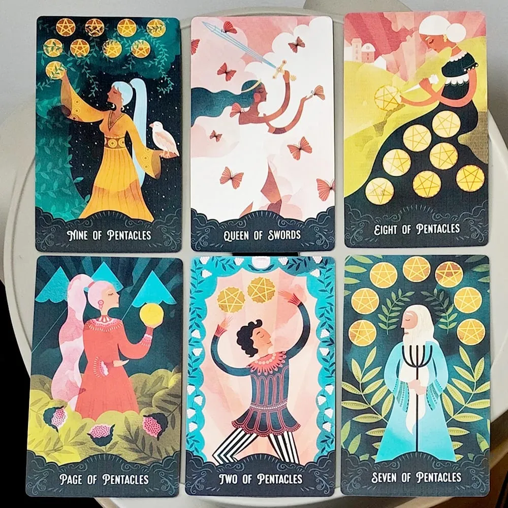 Star Maiden Tarot Pakli 78 kártyapakli Esztétikus Égi Isteni Tarot Kártyák Kétrészes Merev Dobozban 12*7cm Dupla dombornyomással