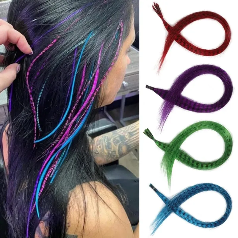10-Piece Rainbow Synthetic Feather Exten