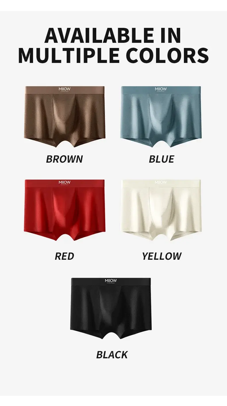 MiiOW 3Pcs Satin Cool Ice Silk Men Underwear Boxers 10A Antibacterial Men's Panties Summer Silky Breathable Man Underpants Boxer