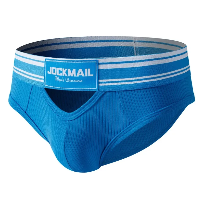 Jockmail Mens Underwear New Arrivalmen Briefs Plaid Pit Cotton Sexyu Bag Front and Rear Openings Cut Outlow Waist Breathable