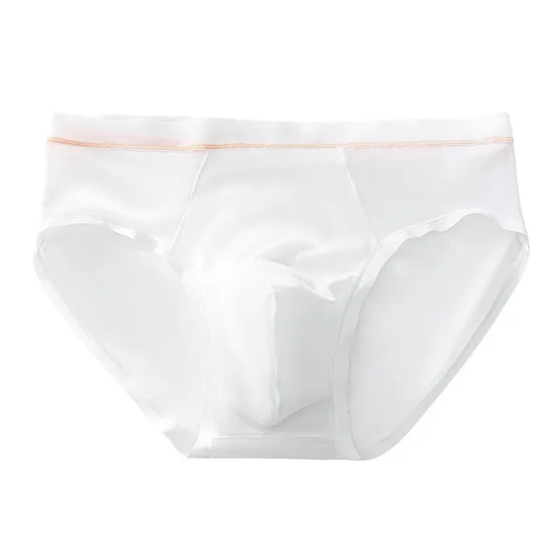 Men's Seamless Ice Silk Briefs Underwear Bulge Pouch Solid Breathable Panties Sexy U Convex Pouch Lingerie Underpants