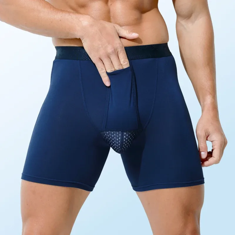 2PCS Men's bullet - separation anti - chafing underwear, men's boxer shorts, breathable underpants, men's sports scrotum - suppo