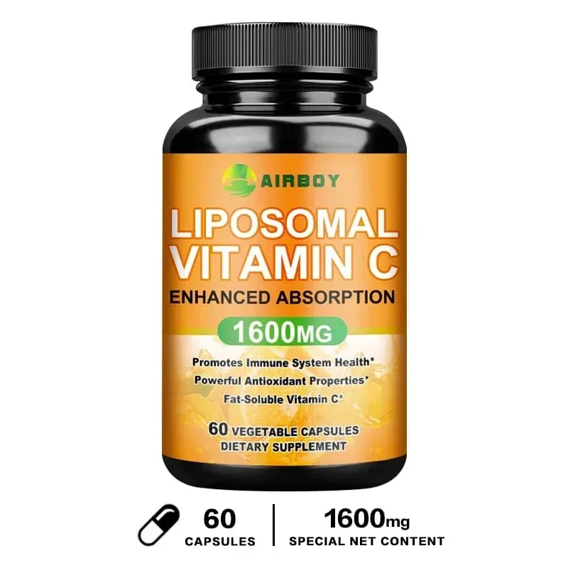 Liposomale vitamine C 1600 mg - Bevordert de productie van collageen Immuunondersteuning Krachtige antioxidant