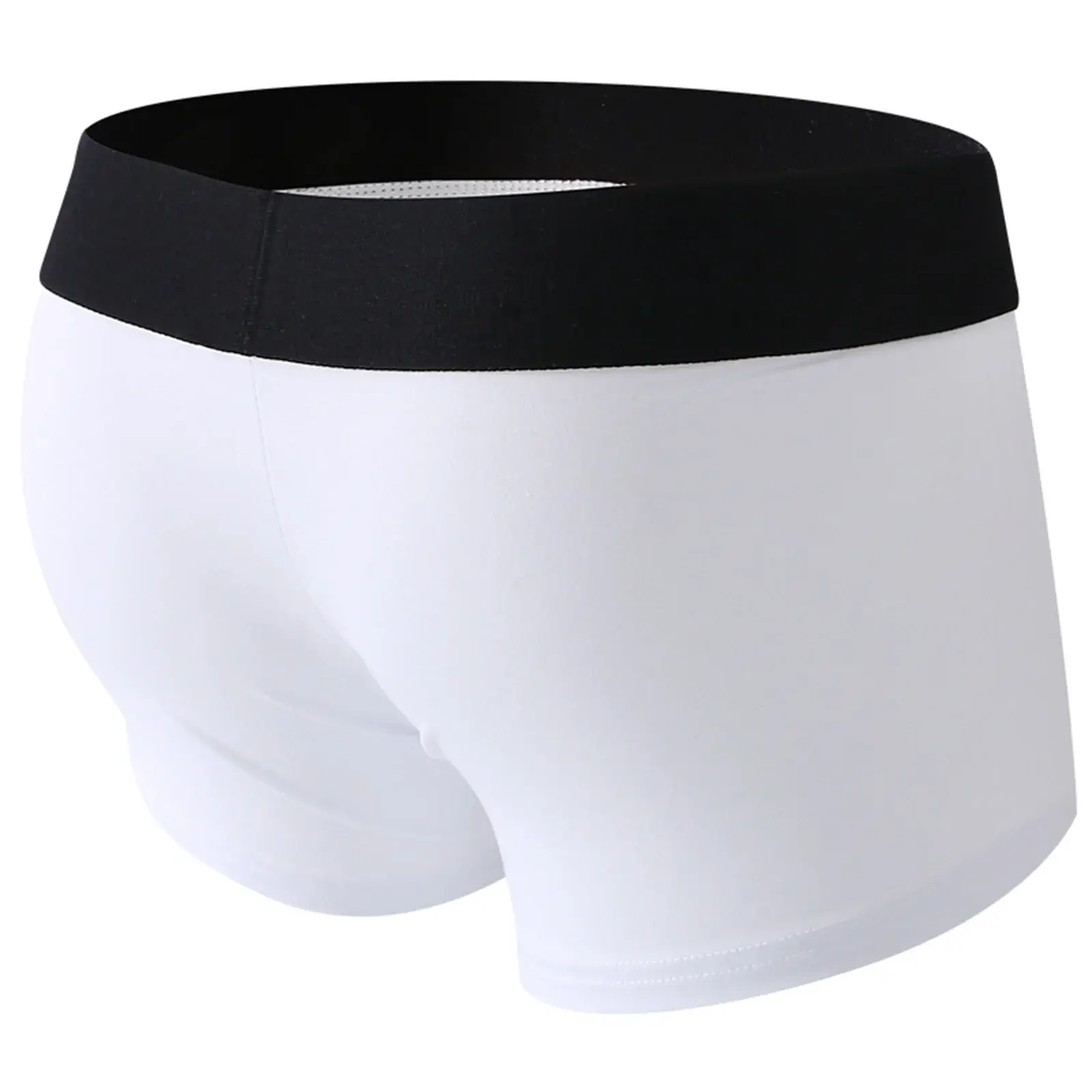 Men's Boxers Front Hole Pouch Underwear Silicone Cockring Sexy Boxershorts Wide Waistband Cotton Underpants Hollow Out Lingerie