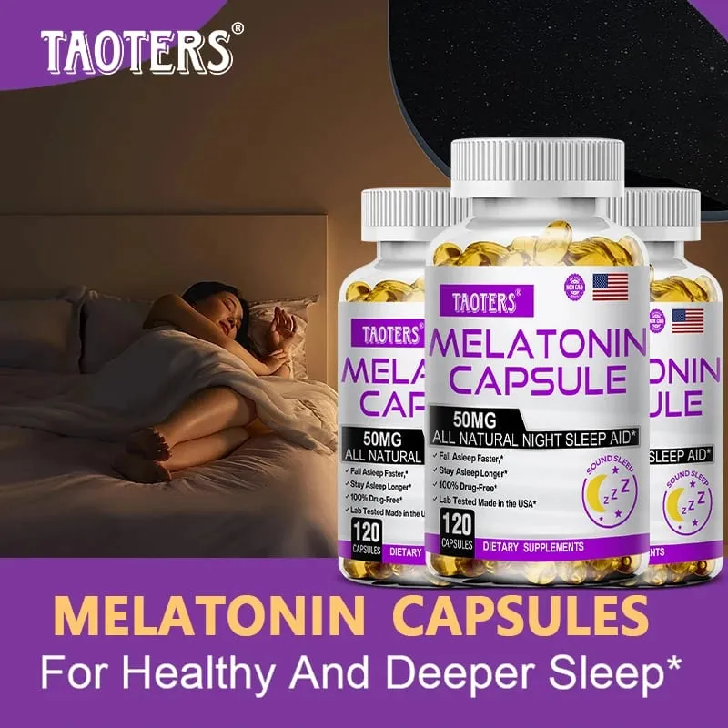 Κάψουλες μελατονίνης 50mg - Προωθήστε τον Γρήγορο Αποκοιμισμό Συμπλήρωμα Φυσικού Βοηθήματος ύπνου Calm The Mind