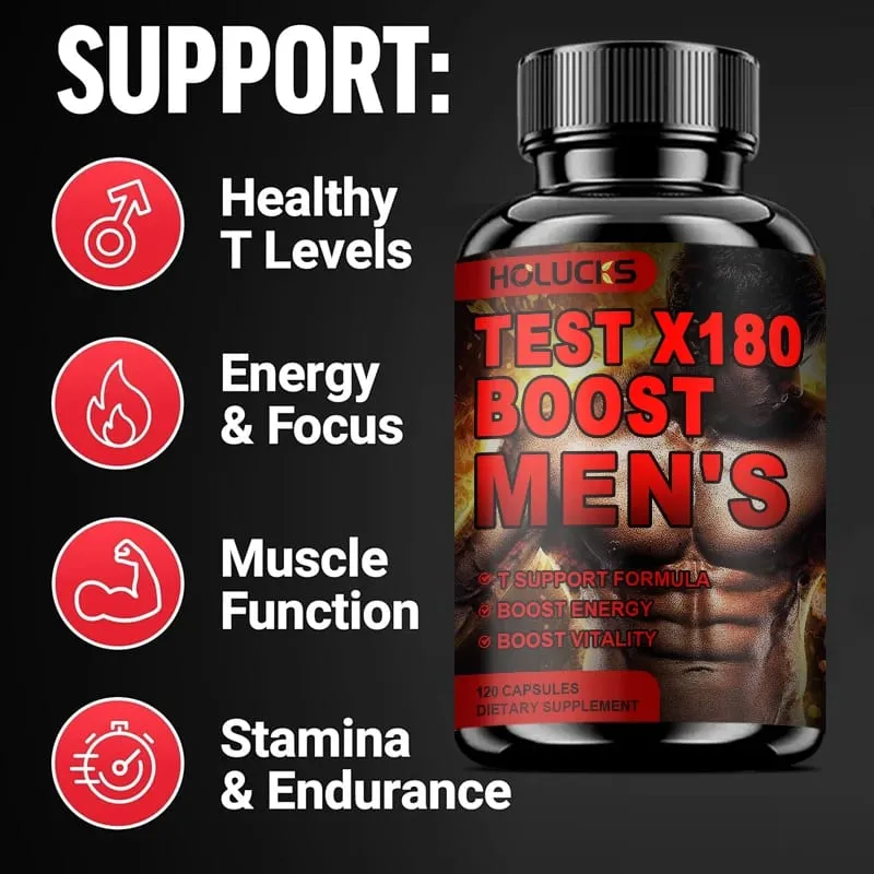 Thử nghiệm X180 Boost Hỗ trợ 9 trong 1 T dành cho nam giới với D-Aspartic Acid Fenugreek Tribulus Terrestris Tăng cường sức sống và hiệu suất — image 2