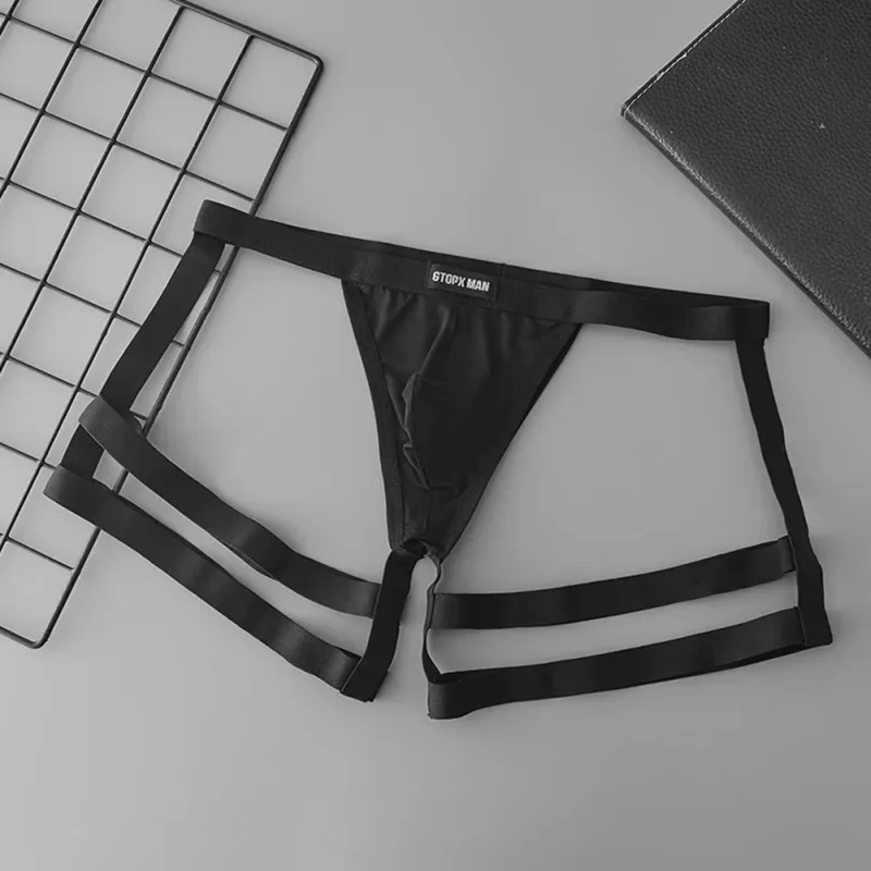 Men's Jockstrap Briefs Suspender Underwear Breathable Thong Briefs U Convex Pouch Elastic Low Rise Underpants
