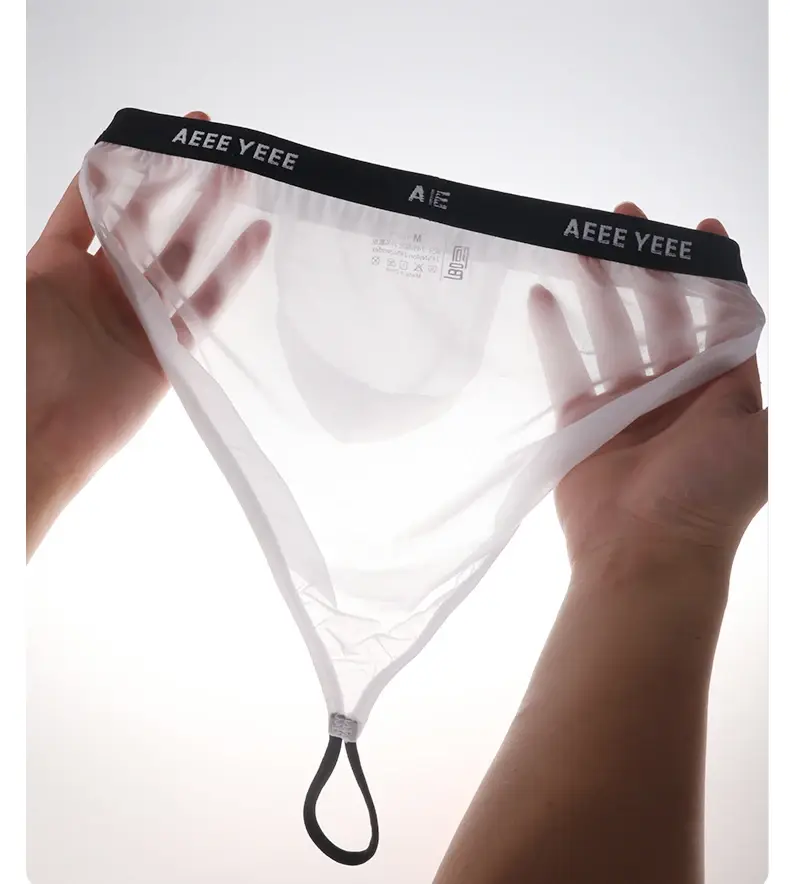 Men's Underwear Ultra-Thin Ice Silk Transparent Briefs Low-Rise U-Shaped Pouch with Separate Design
