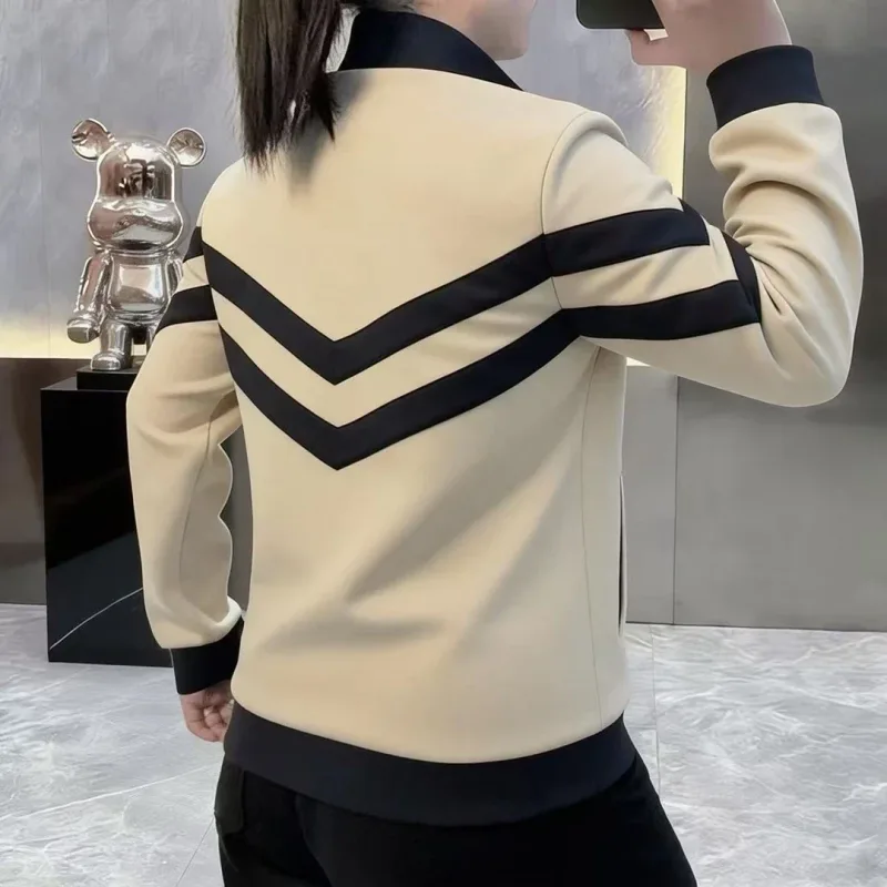 Sudaderas con cuello levantado de lujo para hombre, Sudadera con capucha empalmada a la moda, sudaderas informales cómodas y versátiles, ropa para hombre 2026