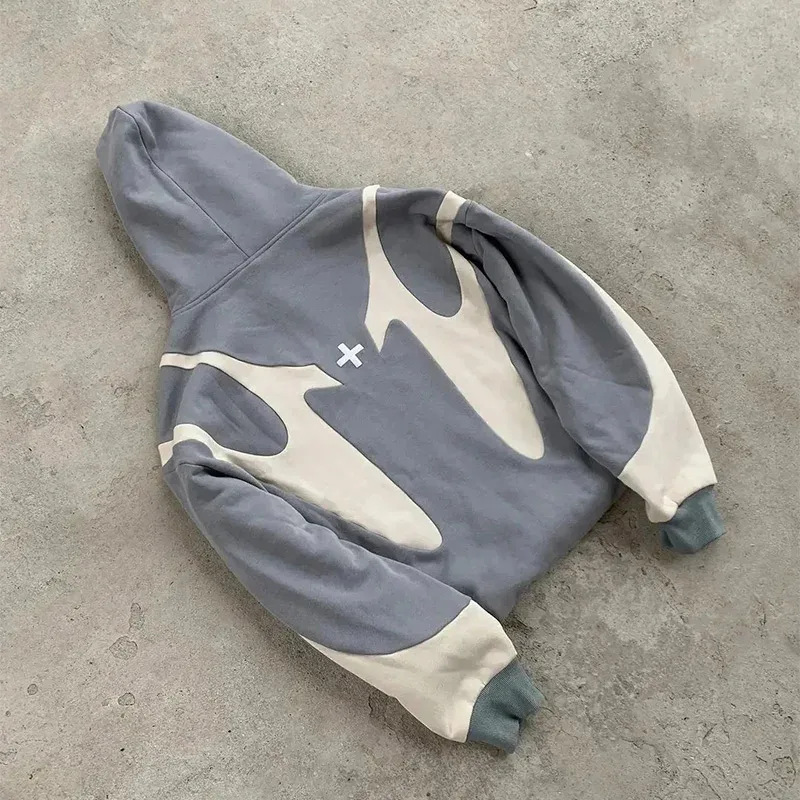 Amerikaanse Retro Brief Gedrukt Duivel Patroon Hoodie Y2k Harajuku Casual Paar Rits Hoodies Sweatshirt Mode Herenkleding