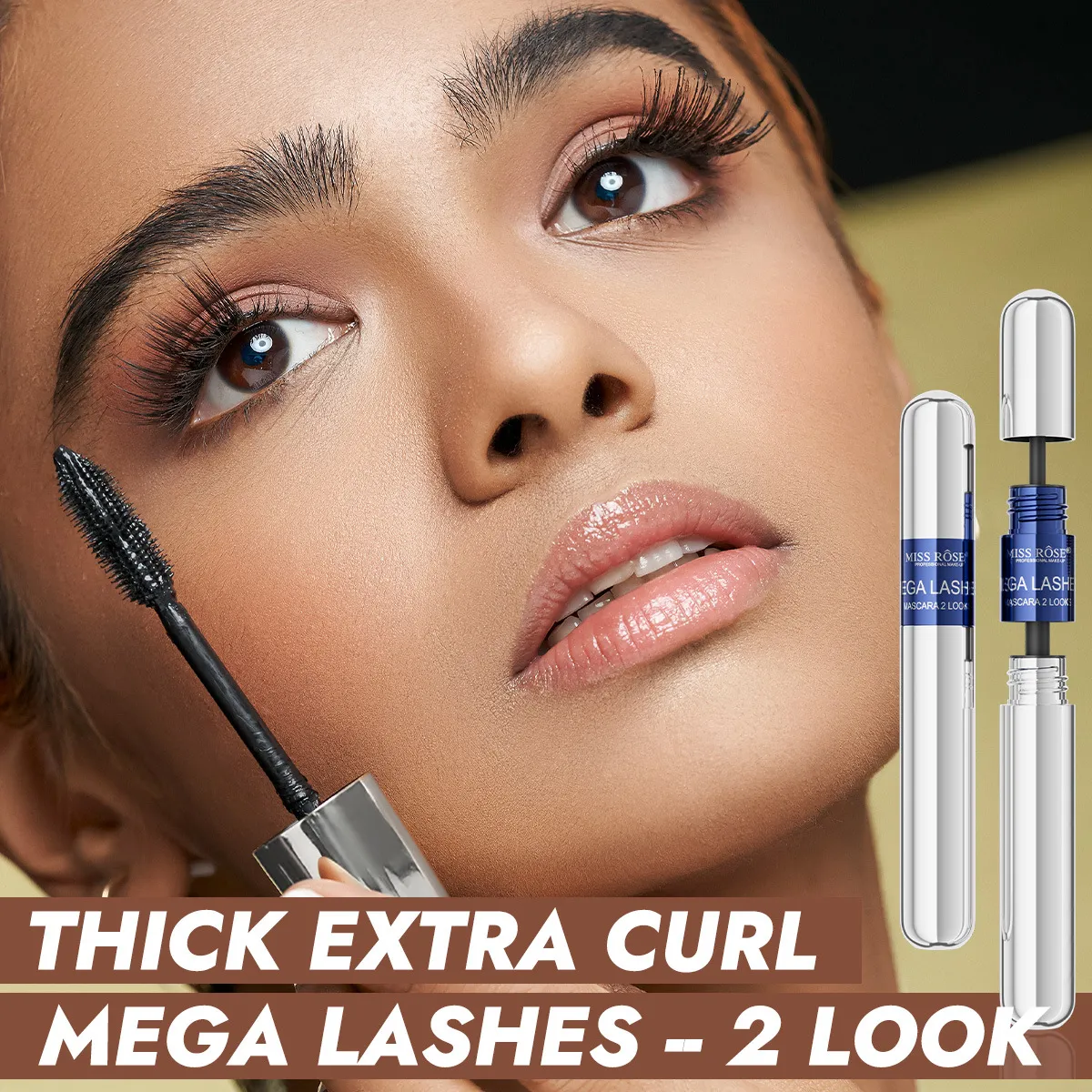 Black Mascara Set Big Brush Head Volumizing Lengthening Curling Mascara Waterproof Eyelash Primer Eye Makeup Cosmetic