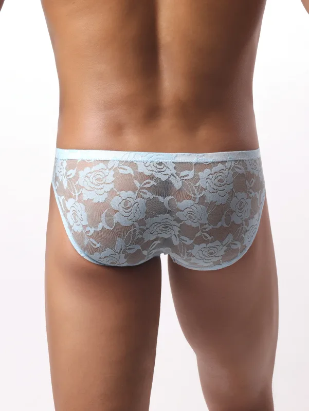 4pcs Sexy Men's Briefs Soft Breathable Lace Underwear Men's Hot Hips Transparent Jockstrap Sexy Colorful Undies Cueca E114