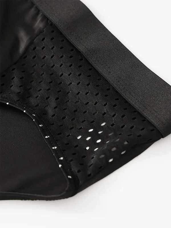5-Pack Men's Ice Fabric Briefs with Semi-Mesh Design, Comfortable, Cool and Breathable Ideal for Daily Wear Simple Black Briefs