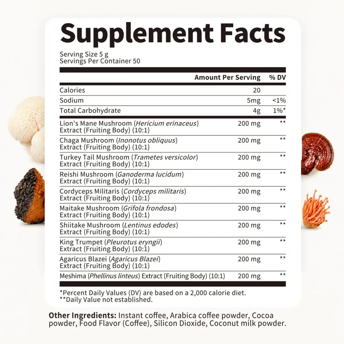 Ang Beworths Reishi Mushroom Coffee ay nagpapalakas ng Memorya ng Utak at Cognitive Clarity Immune System at Digestion Health Energy Supplement