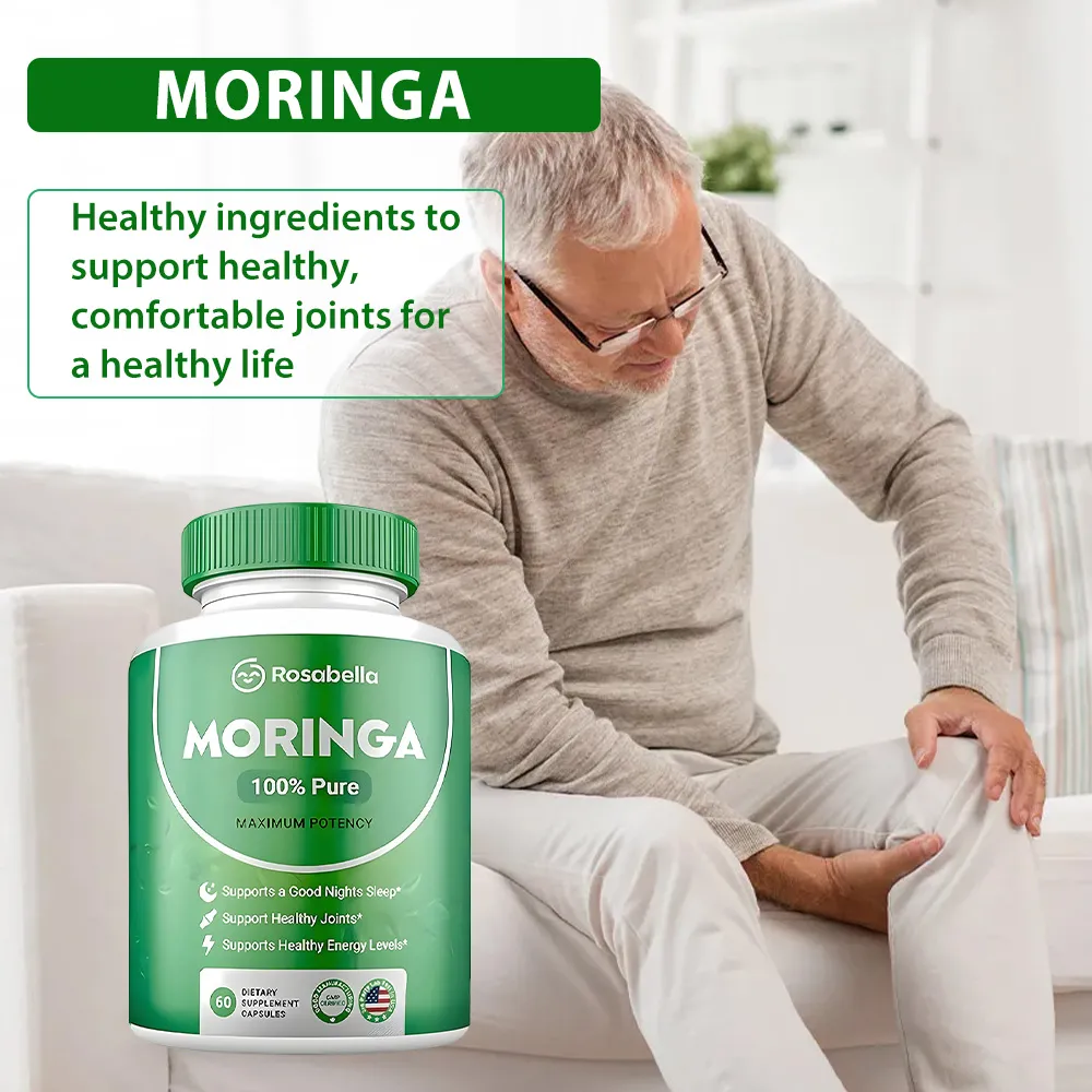 Moringa Capsules - Pure Moringa Powder Energy Skin Immune & Gut Health Natural Green Superfood Supplement - 60 Count
