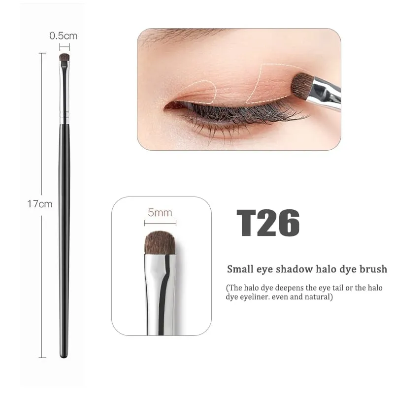 Detail Kleine oogschaduw Make-up kwasten Wenkbrauwborstel Platte fijne eyelinerborstel Hoogtepunten Smudge Zijderups Schaduwborstel Make-up tool