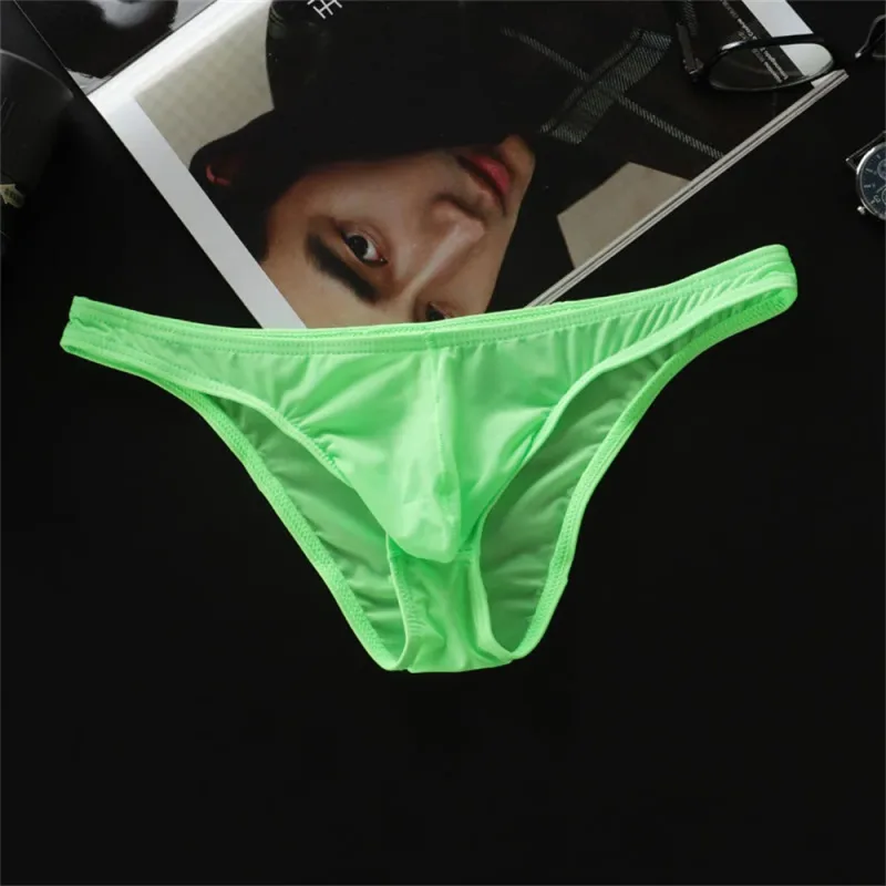 New 2026 Men Ice Silk U Convex Samll Briefs Underwear Low Waist Ultra Thin Transparent Bikini Slip Panties Plus Size M-XXL
