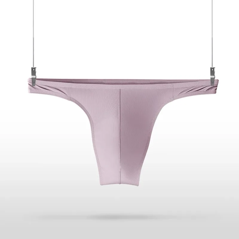 Ice Silk Thongs Men Sexy Underwear Soft Ribbed G-string Breathable Underpants Seamless Panties Male Lingerie Bulge Pouch Briefs