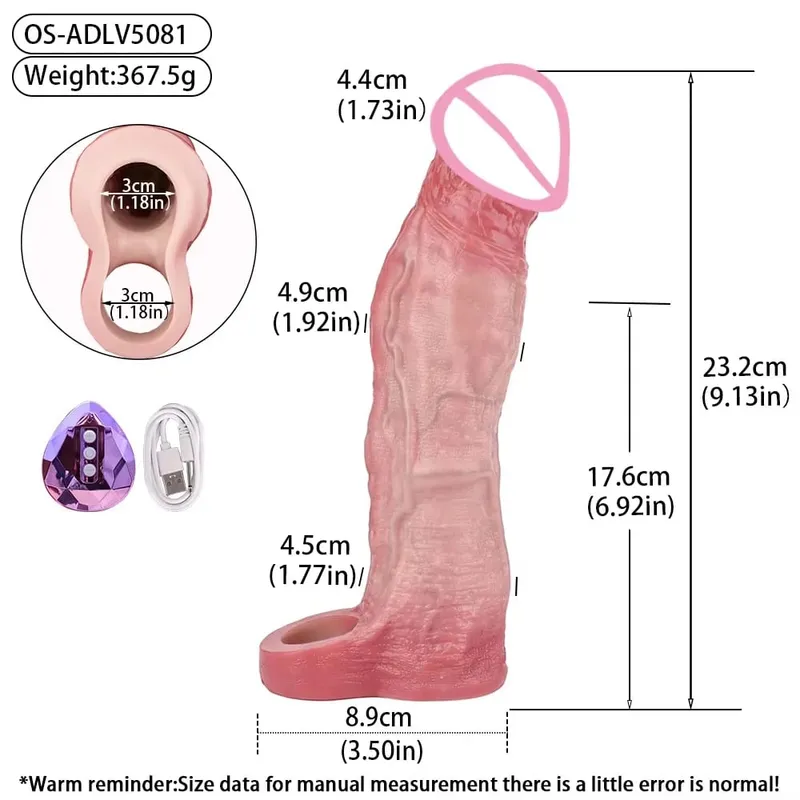 Consolador hueco realista con Control inalámbrico, funda de silicona suave para pene, condón, potenciador de pene masculino, retardante de eyaculación, Juguetes sexuales