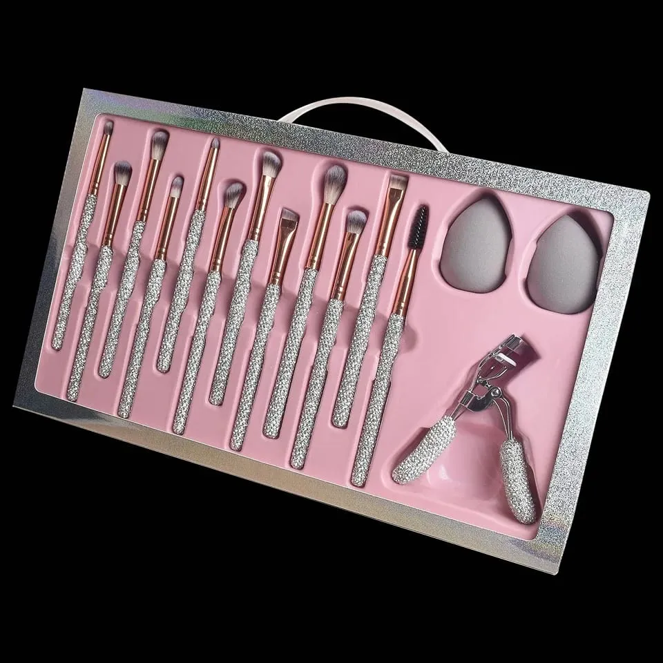 Σετ βούρτσας Glitz and Glam 22 τμχ Δέσμη RhINESTONE Glam Brush Set Bling Makeup Brushes Diamond Μακιγιάζ Πινέλο αποθήκευσης Κάδος με κουτί